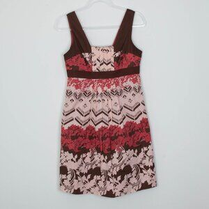BCBG Paris Womens Floral Pleated Sleeveless Babydoll Dress Size 6 Boho Southwest